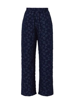 STINE GOYA Navy Quilted Floral Wide-Leg Trousers